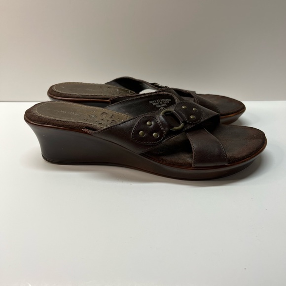 THOM MCAN vintage bohemian strappy brown leather slide on sandals size 9 - Picture 6 of 9